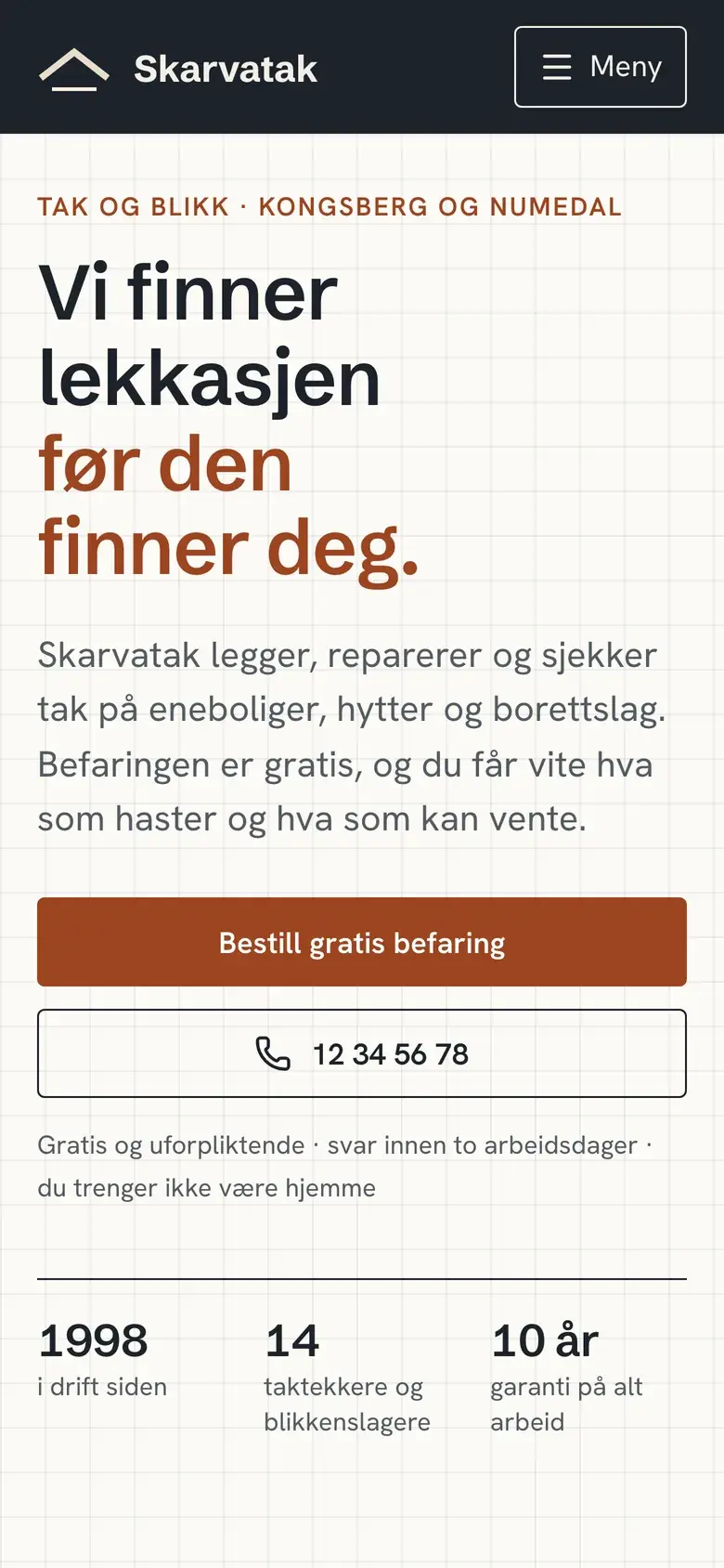 Den nye nettsiden på mobil